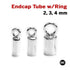 Sterling Silver Endcap Tube w/Ring, 3 Sizes, (SS/503)